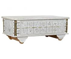 DT MB-182010 Mesa Café con Mango Metal, Blanco, 115 x 60 x 45 cm