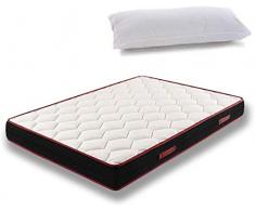 HOGAR24 ES -CT94- Colchón Viscoelástico 135 x 200 cm + Almohada Tacto Pluma, Extra Confort, Reversible (Verano-Invierno) con Tejido 3D y Aloe Vera