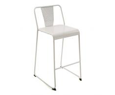 Versa 17921700 Silla Alta de Cocina o Bar en Metal de Color Blanco con Respaldo y reposapiés, 95,5 x 49,5 x 53,5 cm