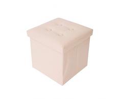Rebecca Mobili Puf contenedor Beige, taburte cúbico Moderno, reposapiés para Oficina, Muebles para el hogar - Medidas: 30 x 30 x 30 cm (AxANxF) - Art. RE4636
