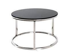 Haku Möbel Mesa Auxiliar, Acero Inoxidable, Plateado y Negro, Ø: 60 x 36 cm