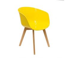 The Home Deco Factory Silla Glossy, Madera + PP, Amarillo, 36 x 51 x 76,8 cm