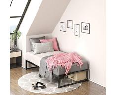 Zinus Lorelai 31 cm Somier Plataforma Metálica | Soporte de Lattes de Acero | para Adultos, Niños, Adolescentes | Espacio de Almacenamiento Debajo de la Cama | Fácil Montaje | 90 x 190 cm | Negro