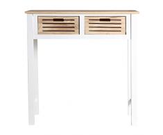 Lastdeco - Consola CEVA | Consola Recibidor Color Blanco Natural de Madera Paulownia - 2 Cajones - Medidas 80x35x81 cm