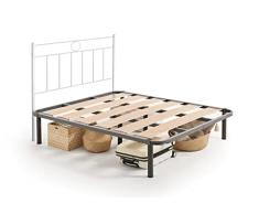 HOGAR24 ES -Thera LM - Somier Reforzado con Espacio de almacenaje para Guardar Todo Tipo de Objetos bajo la Cama + Cabecero de Forja LM en Color Blanco. Medida: 150x190 cm