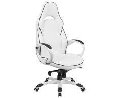 Flash Muebles Vinilo de Espalda Alta Executive Giratorio Silla con Negro Trim y Brazos, Metal, Color Blanco, 83.82 X 64,77 x 38,1 cm