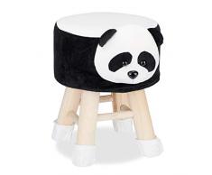Relaxdays Taburete Infantil Animal Forma de Panda con Funda Extraíble, Madera, 34,5 X 28 cm