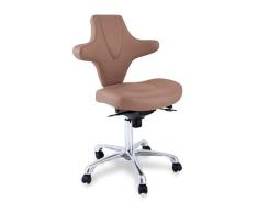 QUIRUMED Taburete con Respaldo ergonómico y Atractivo diseño, Color Arena, Estructura Metal, Polipiel, Altura Regulable, Inclinación de Respaldo, hasta 150 kg