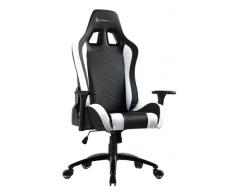 Newskill Silla Gaming Profesional Takamikura, Polipiel, Altura y Reposabrazos 3D Ajustables, Ruedas de Nylon, Base de Acero, Reclinable 180º, Cojín Lumbar y Cervical, Gas Pistón Clase 4, Blanco