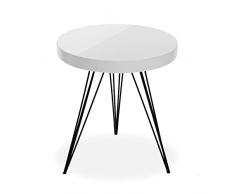 Versa Fontana Mesa Auxiliar para el Salón, la Habitación o la Cocina. Moderna Mesilla Baja, Medidas (Al x L x An) 55 x 51 x 51 cm, Madera y Metal, Color Blanco
