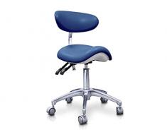 QUIRUMED Taburete Pony hidráulico Elite, Color Azul Marino, Multidisciplinar, Acero Inoxidable, Polipiel, Respaldo ergonómico, Acolchado Poliuretano, Altura Regulable