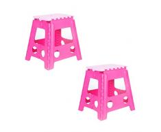 CREVICOSTA QUALITY MARK MARCAS DE CALIDAD Lote 2 TABURETES Plegables Multiusos para EL HOGAR.Distintos Colores (Rosa)