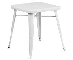 Flash Muebles Mesa Cuadrada Indoor-Outdoor, Metal, Color Blanco, 64,77 x 63,5 x 15,24 cm
