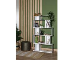 Questo Casa TRMDLF100013 Librería, Estante para Libros, Wood, Blanco, 102x132x41