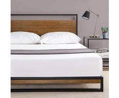 Zinus Suzanne Somier de Metal Y Madera con Cabecero 150x200x18cm