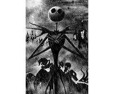 The Nightmare Before Christmas Pesadilla Antes de Navidad Storm Póster Negro-Blanco, Cartón, Standard