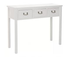 Versa Niza Mueble Recibidor Estrecho para la Entrada o el Pasillo, Mesa Consola, con 3 cajones, Medidas (Al x L x An) 80 x 35 x 90 cm, Madera, Color Blanco