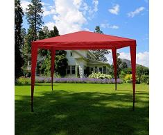 Garden Vida Carpa para Fiestas al Aire Libre, toldo de jardín Impermeable, Plástico Metal, Rojo, 3 x 3 m