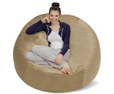 Sofa Sack XXL - El Nuevo puf de Confort con Relleno de Espuma de Memoria, Relajarse en el salón o en el Dormitorio, Terciopelo Suave y Aterciopelado en Color Beige