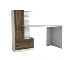 Alphamoebel Domingos Escritorio, Madera de ingeniería, Color Blanco Nogal, 149,5 x 61,8 x 73,8 cm