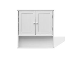 Rebecca Mobili Armario De Pared para Baño, MDF, Blanco, 2 Puertas, 1 Estante, Colgante, Dispensador De Maquillaje - Dimensiones: 58 × 56 × 12 cm (A x AN x FON) - Art. RE6679