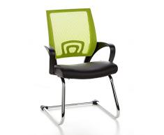 hjh OFFICE 650440 Silla de confidente Visto Net V Tela Negro/Verde, Silla de Vista con Respaldo de Malla, Movible libremente