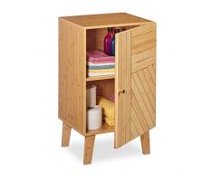 Relaxdays bambú, Estante Ajustable, Puerta de Montaje Variable, Altura: 70 x 40 x 37 cm, Armario de baño, Color Natural, 50% 40% 10% Tablero de Fibra, Naturaleza, 70x40x37 cm