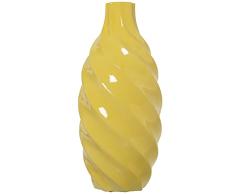 DRW Jarrón de Sobremesa de Cerámica en Amarillo 24x50cm