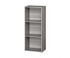 Iris Ohyama, Armadietto, Libreria, Armadietto con 3 Ripiani, Grande Capacità, Multifunzionale, Solido, Ufficio, Camera da Letto, Soggiorno - Scaffale Base per Ufficio CX-3FN - Rovere Grigio