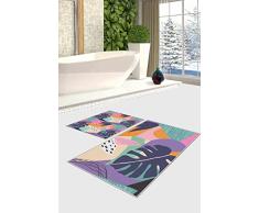 Questo Casa, Base Decorativa, Antideslizante, Juego de tapete de baño Delgado Moderno Lavable de 2 Piezas, Rectangular, Alfombra de baño, Alfombra de baño, 0.9Mc, Pila:4mm, 60x100 Cm, 50x60 Cm