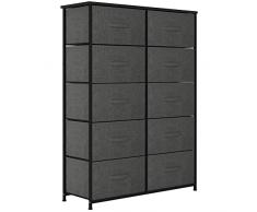 YITAHOME Comoda 10 Cajones - Cómoda Dormitorio de Telao para Dormitorio, Sala de Estar, Pasillo, Armarios - Estructura de Acero Resistente, Cubos de Tela de Fácil Extracción (Carbón Vegetal)