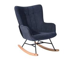 MEUBLE COSY Silla Mecedora Sillón de Relax Especial Lactancia Butaca Acolchada con reposabrazos, Respaldo Alto, de Tela con Patas de Madera Metal, para salón, Dormitorio, Azul, 71x89x95cm