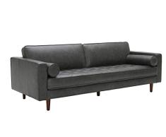 Rivet Aiden Mid-Century - Sofá de Piel con Patas de Madera tapizadas, 87 W, Color Negro