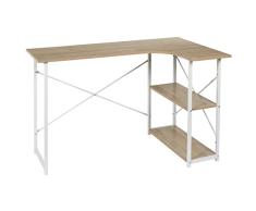 HOME DECO FACTORY HD7108 Escritorio ESQUINERO Job, Metal, Marron/Blanco, 120x74x74 cm
