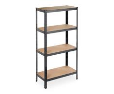 Relaxdays Estantería Metálica, 4 Baldas Altura Ajustable, 157 x 80 x 41 cm, Resiste hasta 280 kg, Estante Taller, Negro
