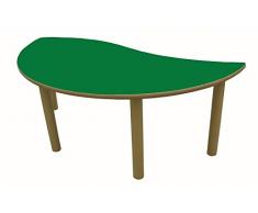 Mobeduc Mesa Infantil semirredonda Onda, Verde Oscuro, 120 x 60 cm, Talla 2