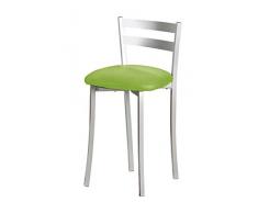 ASTIMESA Dos Taburetes de Cocina con Respaldo Franjas Metal Polipiel Verde, Altura de Asiento: 45 cm (TABFRVE)