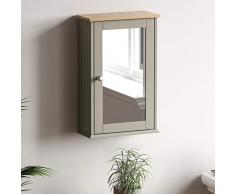 Bath Vida Priano-Armario Puerta de baño con Espejo Individual montado en la Pared, Color Gris, Grey Bathroom Mirrored Door Cabinet