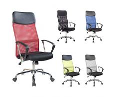 Rebecca Mobili Silla Oficina, Sillón Ergonómico, Rojo Negro, Tapizado PU Transpirable, Teletrabajo Oficina - Medidas: 113/123x57,5x58,5 cm (AxANxFON) - Art. RE6541