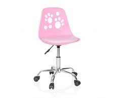 hjh OFFICE 742004 Silla Giratoria para Niños Fancy I Piel sintética Rosa, Sillas de Escritorio Infantiles, Ajustable en Altura, Motivo Animal