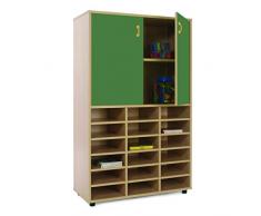 Mobeduc Armario y estantería de Almacenamiento con 18 Compartimentos, Madera, Verde Oscuro, 90 x 147 x 40 cm