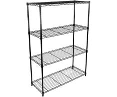 Simple Deluxe Estantería de Almacenamiento Resistente de 4 Niveles, Color Negro, 36 Pulgadas de Largo x 14 Pulgadas de Ancho x 54 Pulgadas de Alto, 1 Paquete