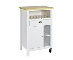 Haku Möbel carro de cocina, de madera, blanco natural, 58 x 42 x 88