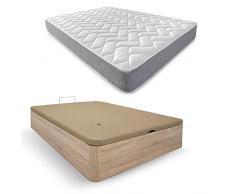 DUÉRMETE ONLINE - Pack Colchón Viscoelástico Viscotec + Canapé Madera Abatible Gran Capacidad | Color Cambria 90 x 190