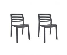 GARBAR Wind Set 2 Silla Interior, Exterior | jardín, terraza, balcón, Salon, Cocina, Comedor | diseño, Ligero, apilable | Gris Oscuro