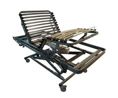 Somnia Descanso Cama Elétrica Articulada Geriátrica Profesional con Carro Elevador, Extra Reforzada, Fiable y Silenciosa, Madera, Gris, 90x190