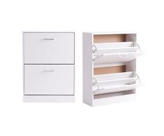 Last Deco - Zapatero Entrada Recibidor Henche | Mueble Zapatero Madera - 2 Cajones - Color Blanco | Medidas 60 x 81,5 x 24 cm