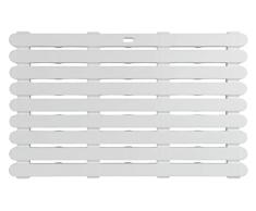 Wenko Tarima de baño Indoor & Outdoor blanco 50 x 80 cm - alfombra de baño, rejilla para ducha, baño, piscina, sauna con estructura antideslizante, plástico, 80 x 3 x 50 cm, Blanco