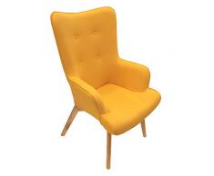 The Home Deco Factory hd3614 Helsinki Silla Madera/Metal/Tejido Amarillo 91 x 69 x 80 cm
