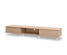Iris Ohyama, armario de televisión, soporte de TV para pantalla de hasta 65 pulgadas, 3 estantes, salida por cable, pies ajustables, moderno, habitación, salón - TV Cabinet Bab - 180A - Marron Clair